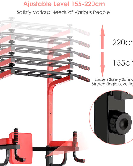 Adjustable Power Tower Pull Up Station with Dip Bars, 200kg Capacity, Home Gym