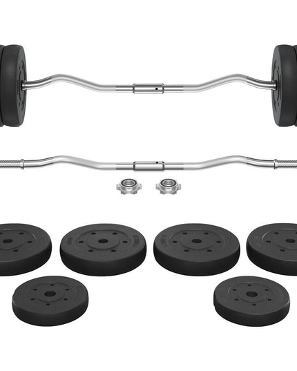 Adjustable EZ Curl Bar Weight Set with Plates and Star Lock Collars, 120cm, Black