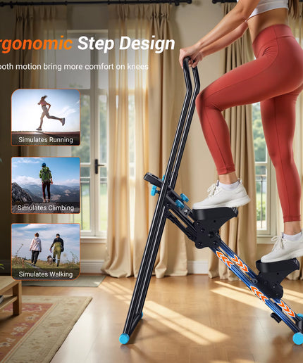 MERACH Stair Stepper Vertical Climber for Home Gym – Folding Full-Body Cardio Exercise Machine with Adjustable Handlebars, Extended Step Range & LCD Monitor