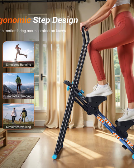 MERACH Stair Stepper Vertical Climber for Home Gym – Folding Full-Body Cardio Exercise Machine with Adjustable Handlebars, Extended Step Range & LCD Monitor
