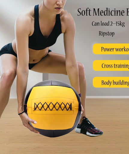 Fitness Soft Medicine Ball Wall Ball for Strength Workout Cross Training Full Body Exercise PU Leather Ripstop Durable 2-15Kg