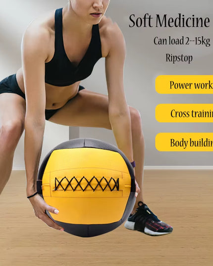 Fitness Soft Medicine Ball Wall Ball for Strength Workout Cross Training Full Body Exercise PU Leather Ripstop Durable 2-15Kg
