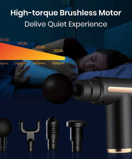 Portable Fascial Massage Gun Electric Percussion Pistol Massager Body Relaxation with LED Touch Screen 4Replaceable Massage Head