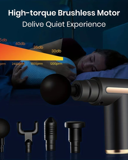 Portable Fascial Massage Gun Electric Percussion Pistol Massager Body Relaxation with LED Touch Screen 4Replaceable Massage Head