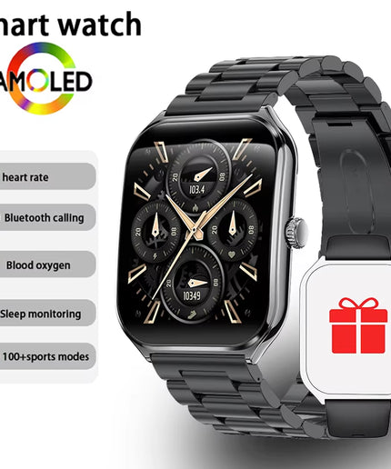 Ultra Thin 1.96" AMOLED Smartwatch for Men & Women – BT Call & Always-On Display