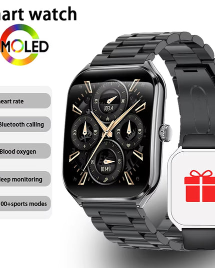 Ultra Thin 1.96" AMOLED Smartwatch for Men & Women – BT Call & Always-On Display