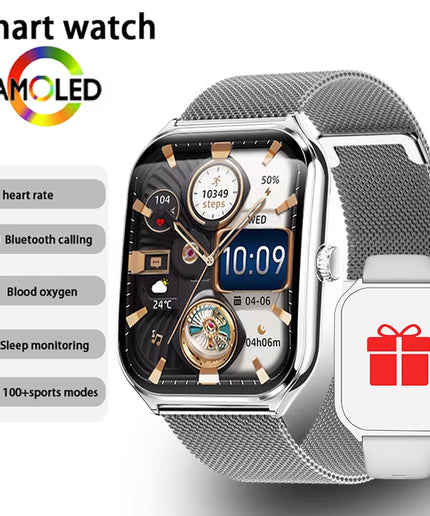 Ultra Thin 1.96" AMOLED Smartwatch for Men & Women – BT Call & Always-On Display