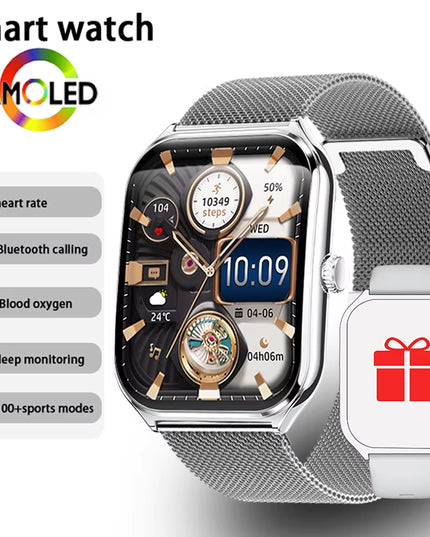 Ultra Thin 1.96" AMOLED Smartwatch for Men & Women – BT Call & Always-On Display