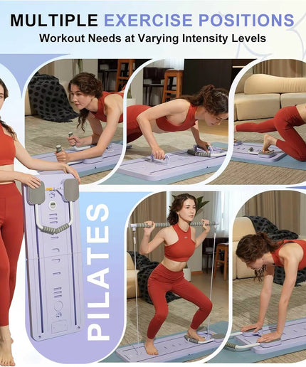 Multifunctional Pilates Board Abs Abdominal Exercise Board Fitness Resistance Bands Rebound Leg Arm Back Train for Home Office