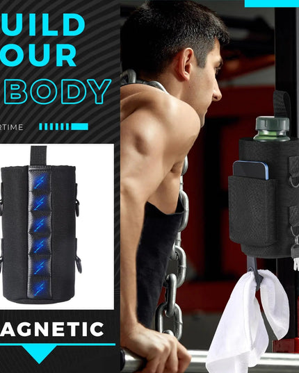 Magnetic Gym Bag Water Bottle Carrier Holder with Adjustable Shoulder Strap, 40Oz Magnets Magnetic Gym Bag Bottle Pouch Sling