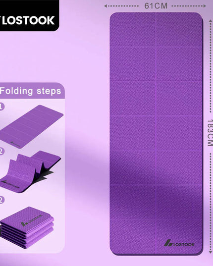 4Mm Thick TPE Foldable Yoga Mat 183*61Cm Easy Storage for Travel Yoga Pilates Home Exercise Floor Mat ﻿