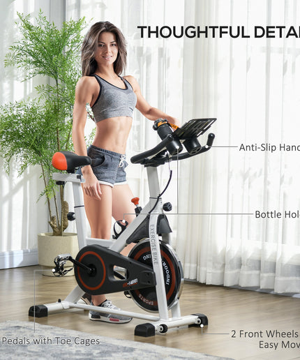 8Kg Flywheel Exercise Bike Adjustable Fitness Cycle Trainer, White