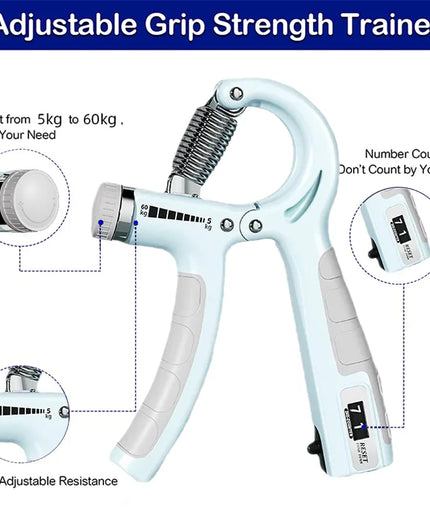 5-60Kg Adjustable Hand Grip Strengthener Hand Grip Trainer with Counter Wrist Forearm and Hand Exerciser for Muscle Building
