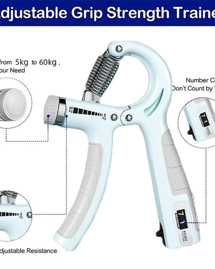 5-60Kg Adjustable Hand Grip Strengthener Hand Grip Trainer with Counter Wrist Forearm and Hand Exerciser for Muscle Building