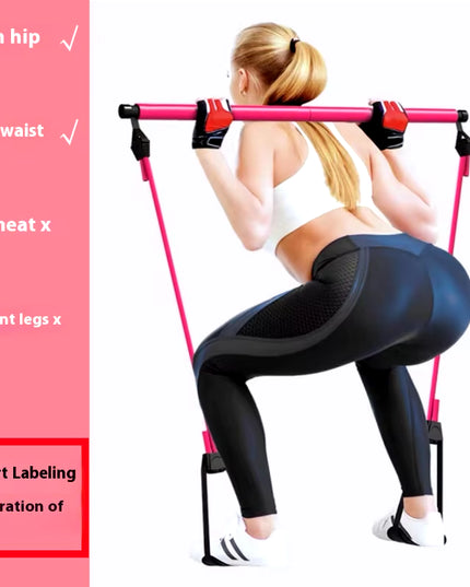 Pilates Stick - Adjustable Fitness Bar for Home Workout, Yoga, Stretching & Toning - Portable Exercise Rod with Elastic Bands