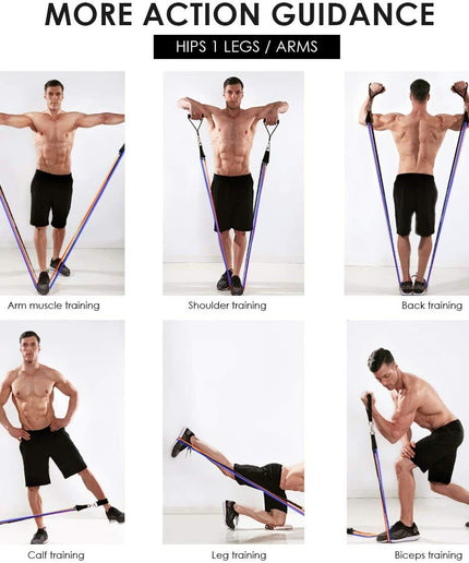 11PCS Set Resistance Bands Workout Exercise Crossfit Fitness Yoga Training Tubes