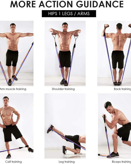 11PCS Set Resistance Bands Workout Exercise Crossfit Fitness Yoga Training Tubes