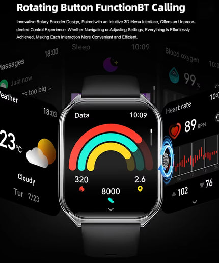 Ultra Thin 1.96" AMOLED Smartwatch for Men & Women – BT Call & Always-On Display