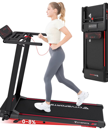 CITYSPORTS PRO Electric Folding Treadmill with Incline - 12 Km/H Max Speed, Smart App Control, LED Display
