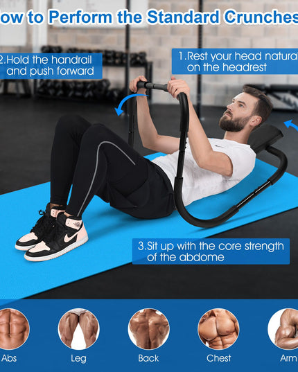 AB Abdominal Cruncher with Padded Headrest and Foam Handle