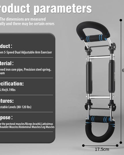 Twister Arm Trainer,Five Adjustable Levels Resistance Chest Workout Equipment,80-120Lbs Portable Chest Clip Trainer and Arm Exerciser,Portable Home Fitness Equipment