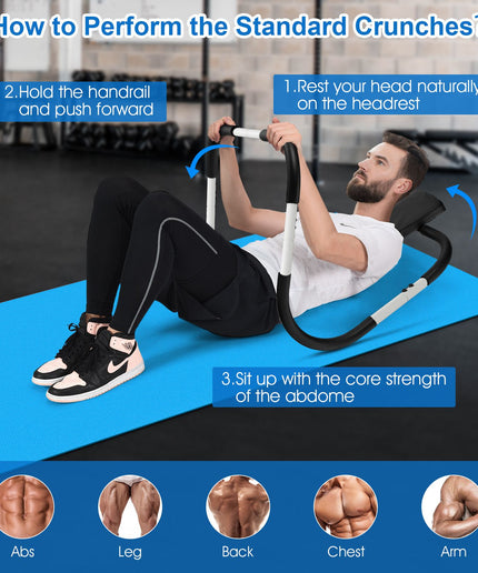 AB Abdominal Cruncher with Padded Headrest and Foam Handle