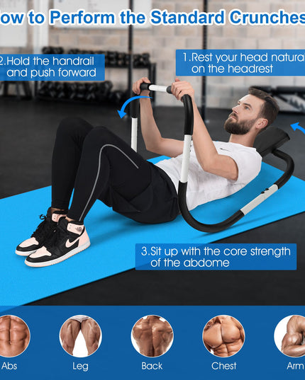 AB Abdominal Cruncher with Padded Headrest and Foam Handle