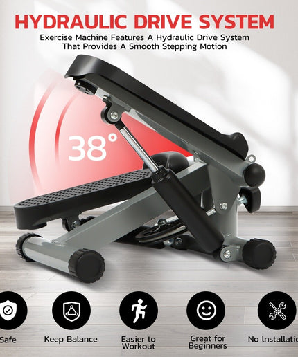 Mini Step Stepper Stair Exerciser Machine W/ Resistance Band LCD Display Fitness