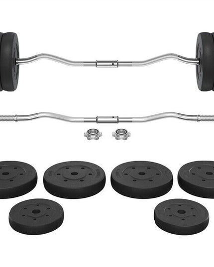 Adjustable EZ Curl Bar Weight Set with Plates and Star Lock Collars, 120cm, Black