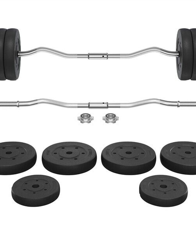 Adjustable EZ Curl Bar Weight Set with Plates and Star Lock Collars, 120cm, Black