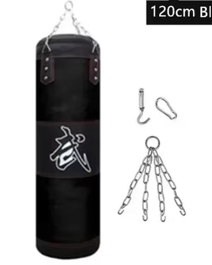 100/120Cm Unfilled Heavy Punching Bag Professional Boxing Sandbag with Hanging Accessorie for MMA Muay Thai Kickboxing Taekwondo