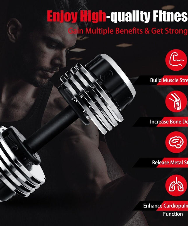 Weight Adjustable Dumbbells with Tray Anti-Slip Handle for Home Gym