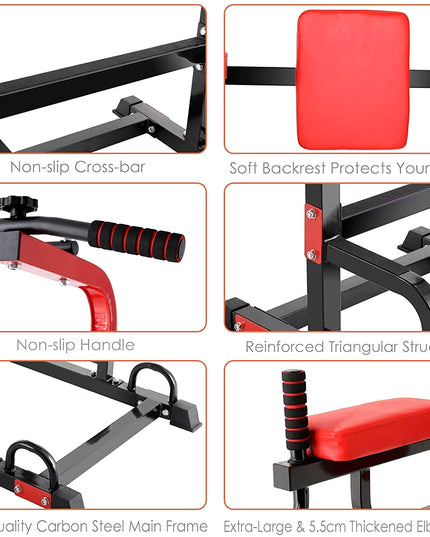 Adjustable Power Tower Pull Up Station with Dip Bars, 200kg Capacity, Home Gym