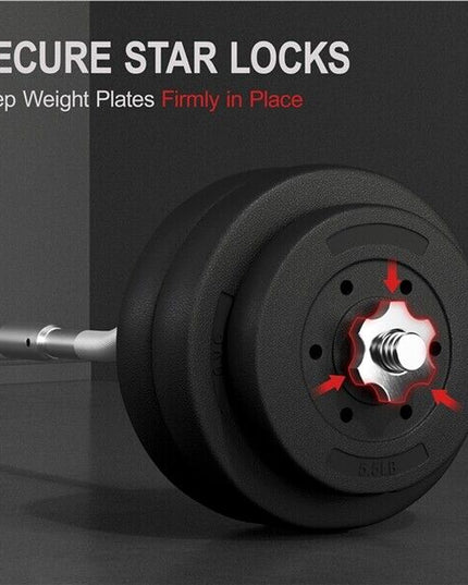 Adjustable EZ Curl Bar Weight Set with Plates and Star Lock Collars, 120cm, Black