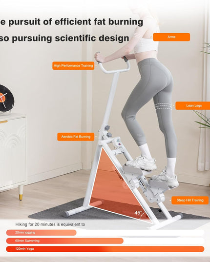 Home Stair Stepper Fitness Climber with Handlebars & LCD Display – Folding Cardio Exercise Machine for Full Body Workout
