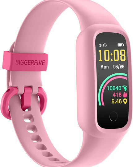 BIGGERFIVE Vigor 2 L Kids Fitness Tracker Watch for Boys Girls Ages 5-15, Activity Tracker, Heart Rate Sleep Monitor, IP68 Waterproof, Pedometer, Calorie Step Counter Watch, Lilac