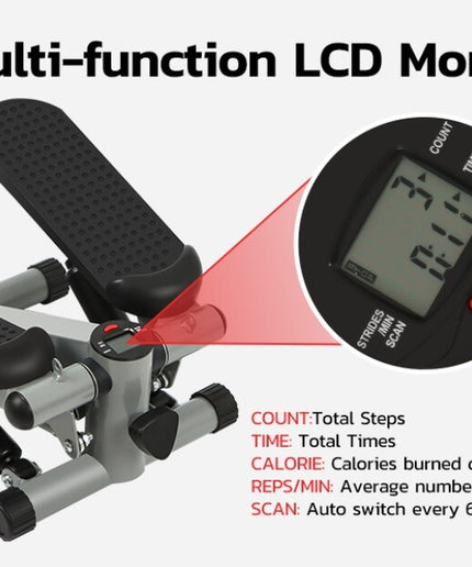 Mini Step Stepper Stair Exerciser Machine W/ Resistance Band LCD Display Fitness