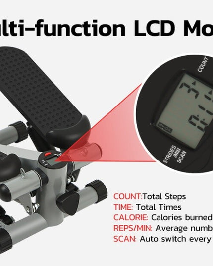 Mini Step Stepper Stair Exerciser Machine W/ Resistance Band LCD Display Fitness