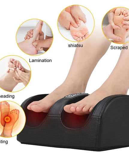 Electric Foot Massager Shiatsu Kneading Deep Tissue Relax Heated Roller Calf Pain Relief Fatigue Muscles Vibrator Machine Health