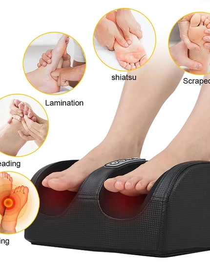 Electric Foot Massager Shiatsu Kneading Deep Tissue Relax Heated Roller Calf Pain Relief Fatigue Muscles Vibrator Machine Health