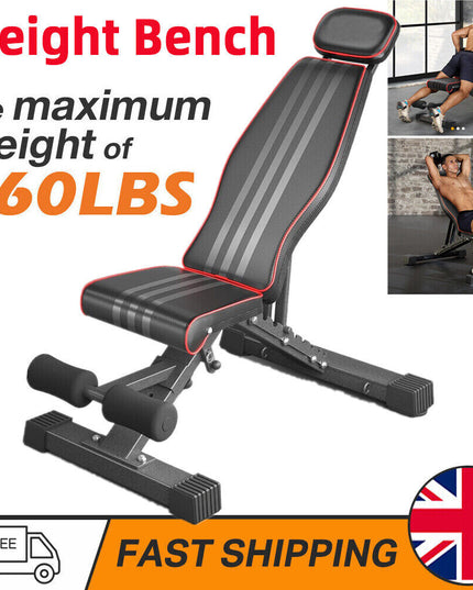 300KG Foldable Dumbbell Bench Weight Training Fitness Gym 10 Level Adjustable UK