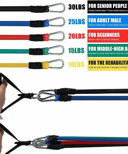 11PCS Set Resistance Bands Workout Exercise Crossfit Fitness Yoga Training Tubes