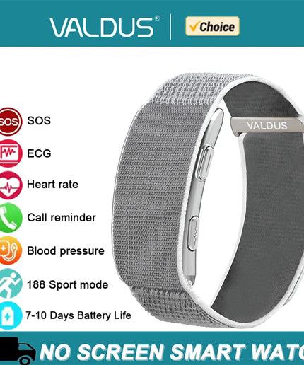 VALDUS VITRO Screen-Free Smart Fitness Bracelet – ECG, Wellness Tracking & SOS Alerts