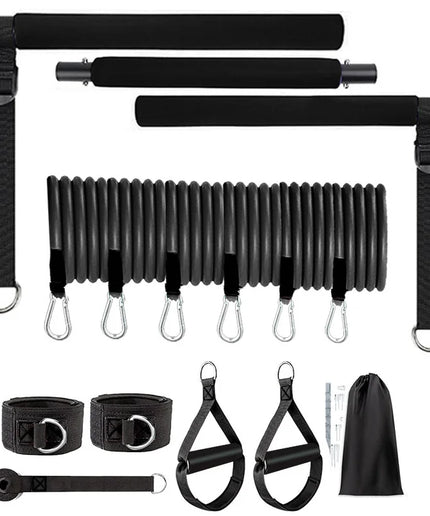 Multifunctional Pilates Bar Combination Fitness Bar Yoga Chest Expansion Tension Rope Back Trainer Elastic Rope Stretching Belt