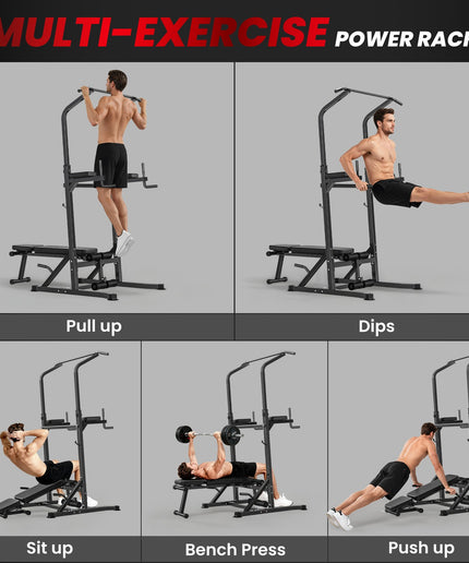 Power Tower Weight Bench Dip Stands Multifunction Pull-Ups Home Gym Fitness