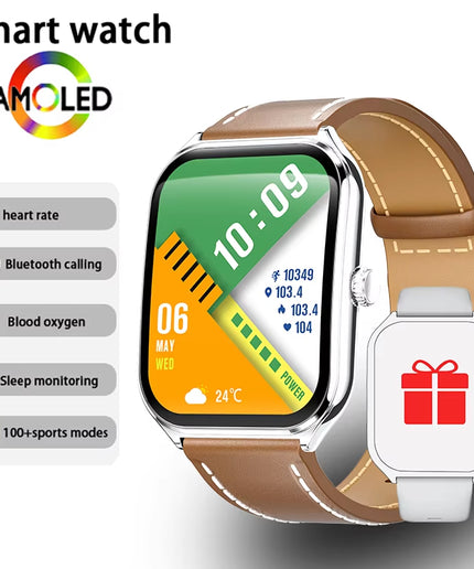 Ultra Thin 1.96" AMOLED Smartwatch for Men & Women – BT Call & Always-On Display