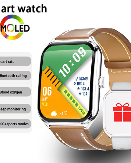 Ultra Thin 1.96" AMOLED Smartwatch for Men & Women – BT Call & Always-On Display