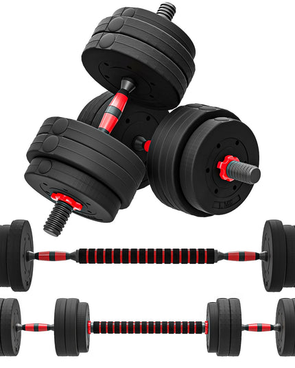 HOMCOM 25Kg Adjustable 2 in 1 Barbell Dumbbells Weight Set for Body Fitness