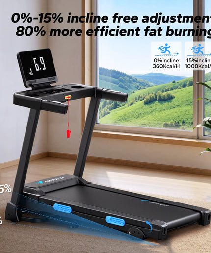 MERACH Foldable Treadmill T12 Incline 0.8-12Km/H Walking Pad save Space LED Display APP Heart Rate Monitoring 16.5" Wider Belt