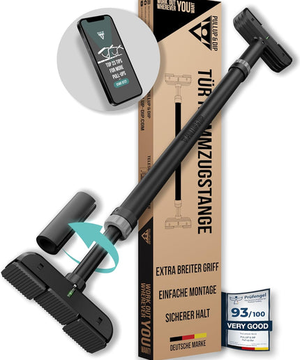 PULLUP & DIP 2-in-1 Door-Frame Pull-Up Bar and Adjustable Dip Station – No Drilling, Up to 110kg